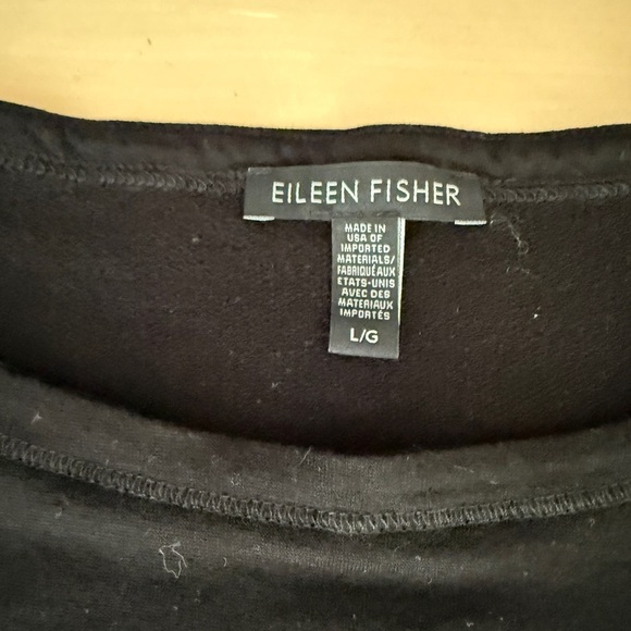 Eileen Fisher Black Long Sleeve Pocket Tee - Soft {L} - Picture 3 of 6